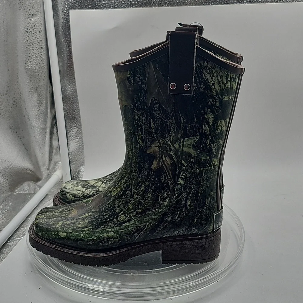 Mossy Oak Kids Camo Rain & Snow Boots - Green/Brown Size 12/13